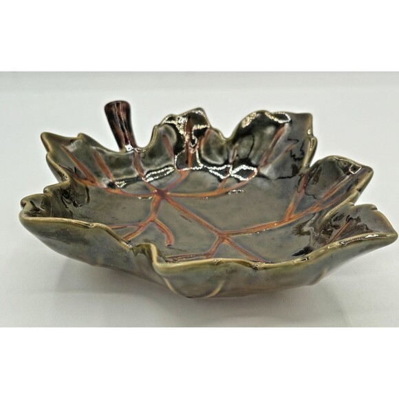 Pottery Barn Harvest Leaf Ceramic Glazed Serving Plate Tray Autumn Fall Decor - Picture 4 of 16